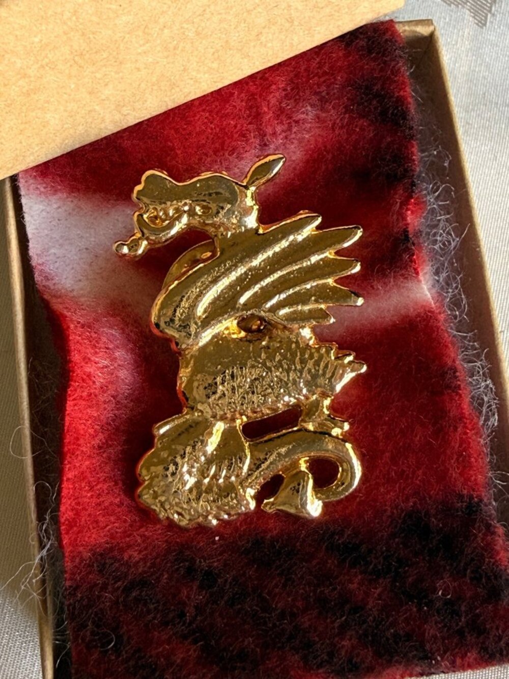 Gold-Tone Dragon Pin Brooch w/ Secure Clutch Back